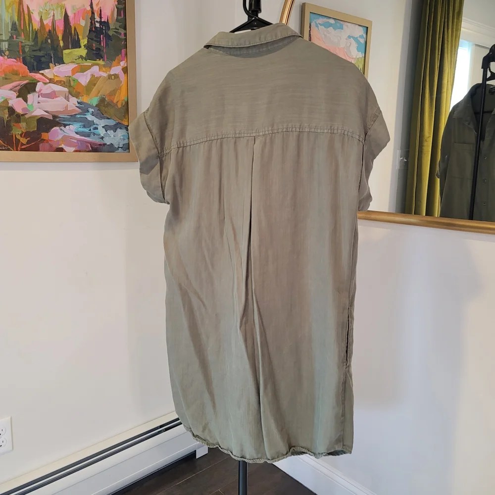 VELVET HEART Button Down Shirt Dress Olive Green Size L - Picture 4 of 8